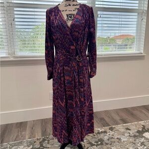 NWT Tahari Purple and Pink Geometric  Long Sleeve Dress